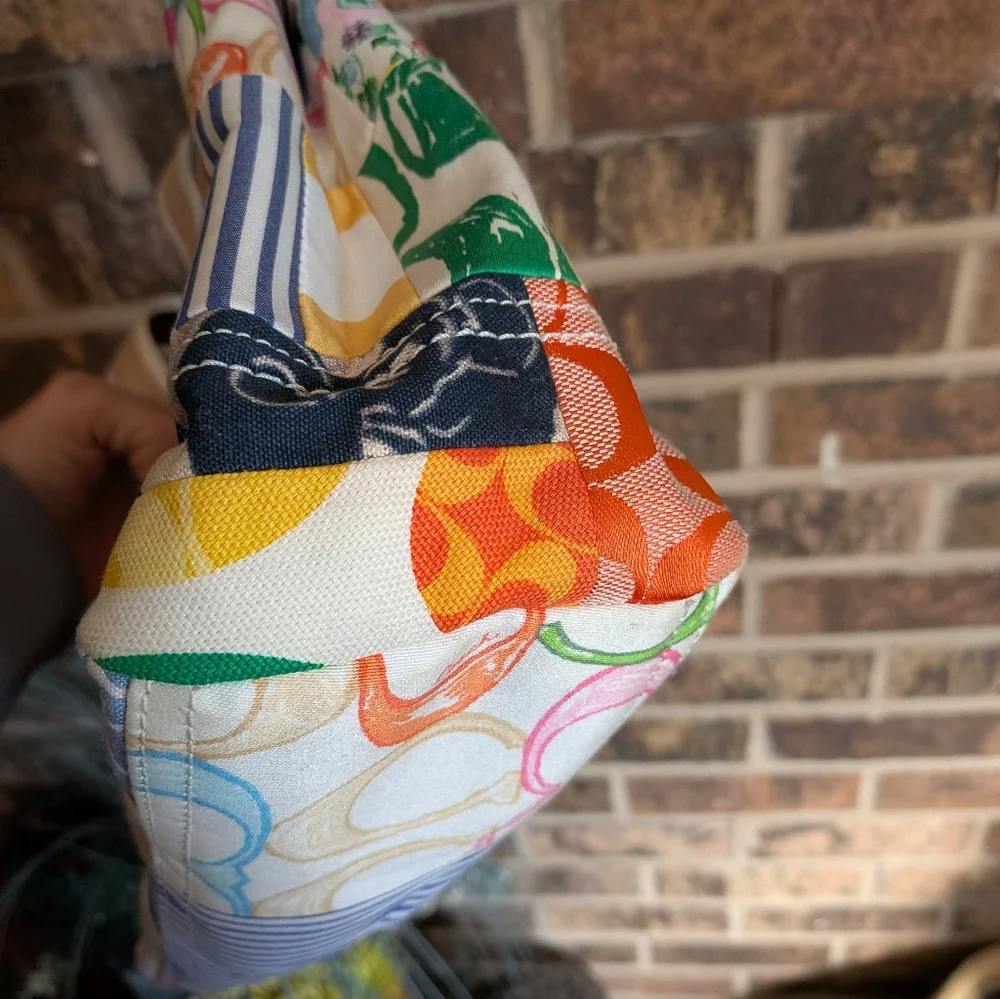 Coach Vintage Y2K Scribble Patchwork Hamptons Weekend Tote Bag #10454 - Picture 7 of 9